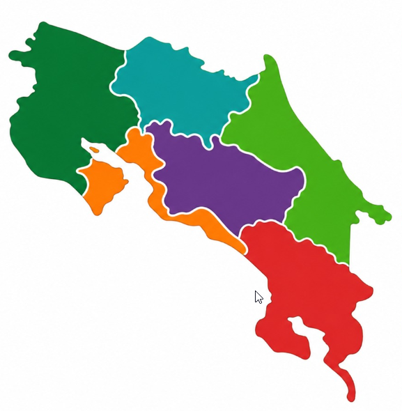 Mapa limpio de regiones socioeconomicas de Costa Rica